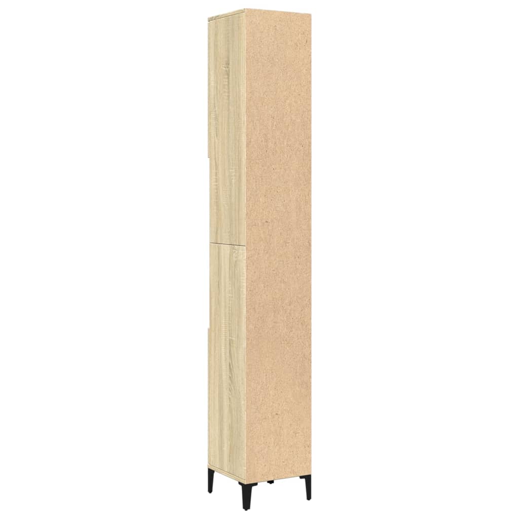 Baderomsskap Sonoma Eik 30X30X190 Cm Konstruert Tre