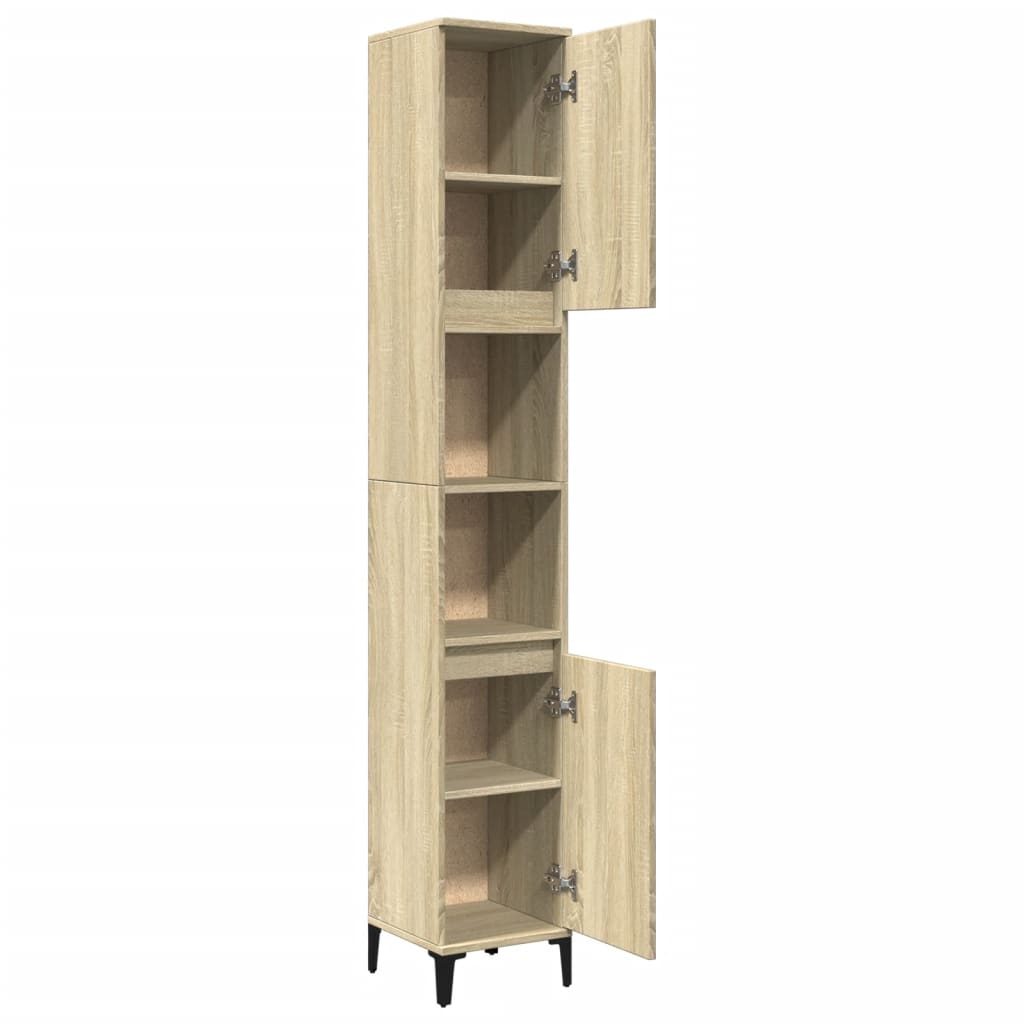 Baderomsskap Sonoma Eik 30X30X190 Cm Konstruert Tre