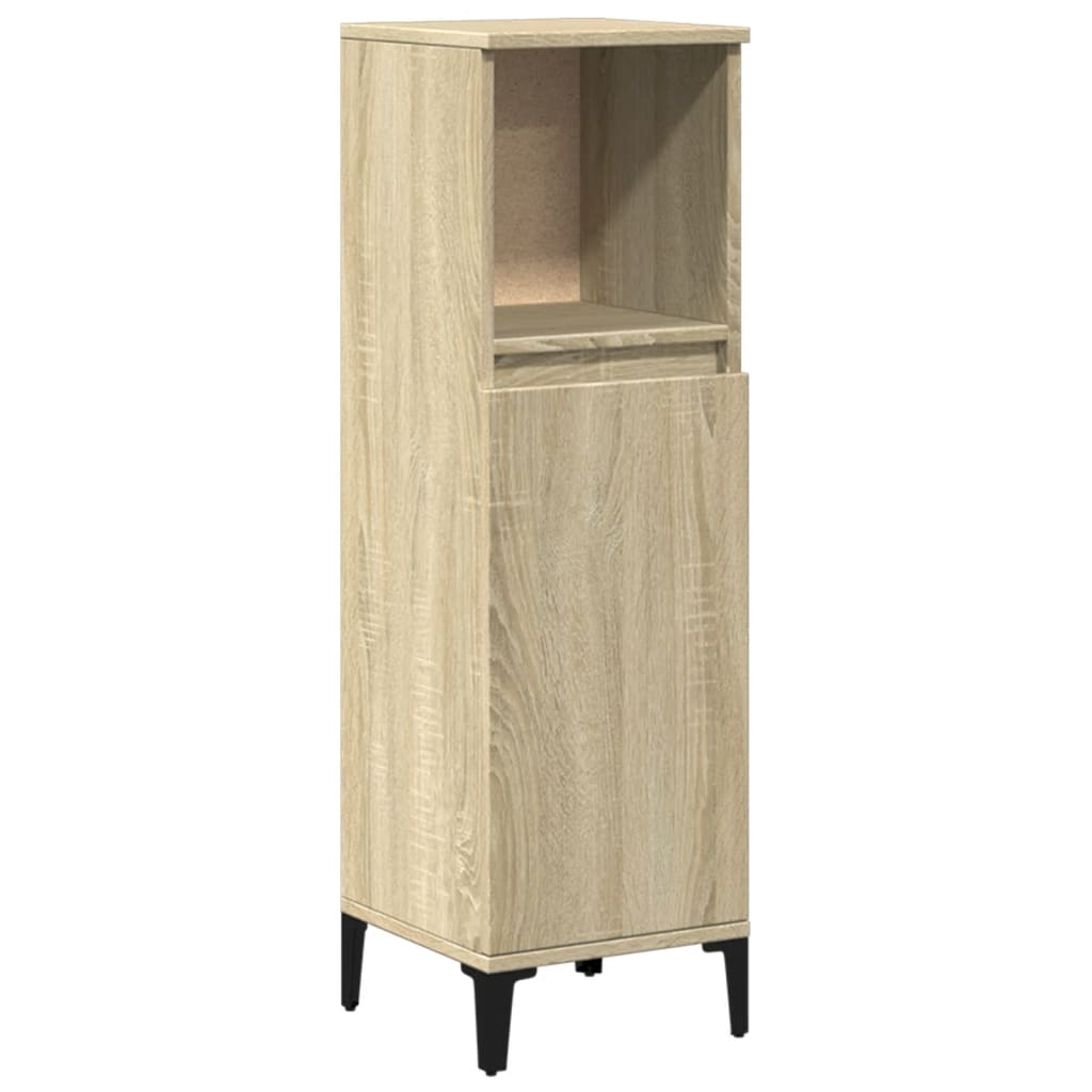 Baderomsskap Sonoma Eik 30X30X100 Cm Konstruert Tre