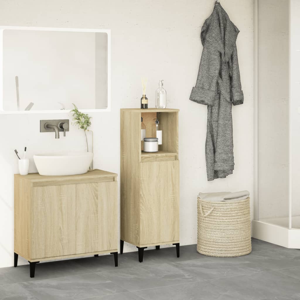 Baderomsskap Sonoma Eik 30X30X100 Cm Konstruert Tre