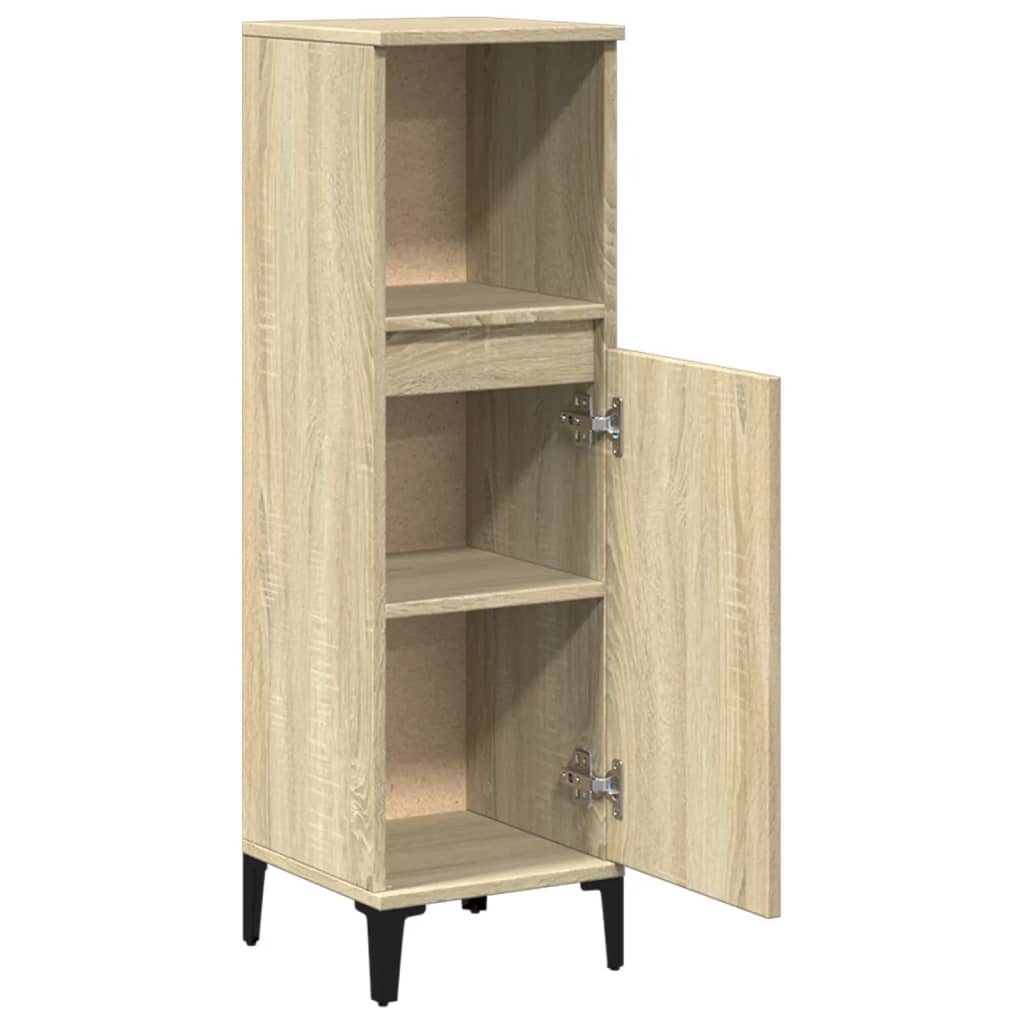 Baderomsskap Sonoma Eik 30X30X100 Cm Konstruert Tre