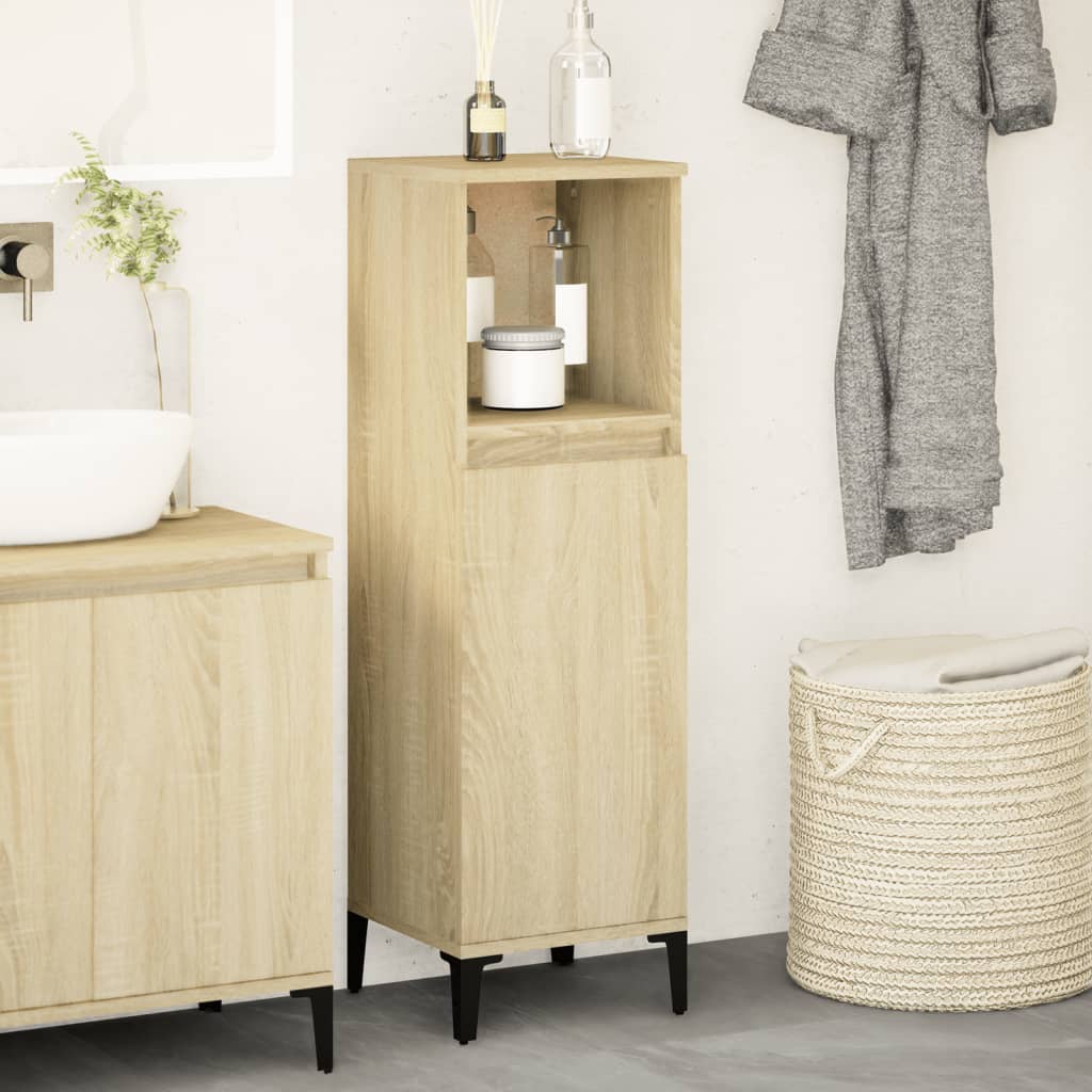 Baderomsskap Sonoma Eik 30X30X100 Cm Konstruert Tre