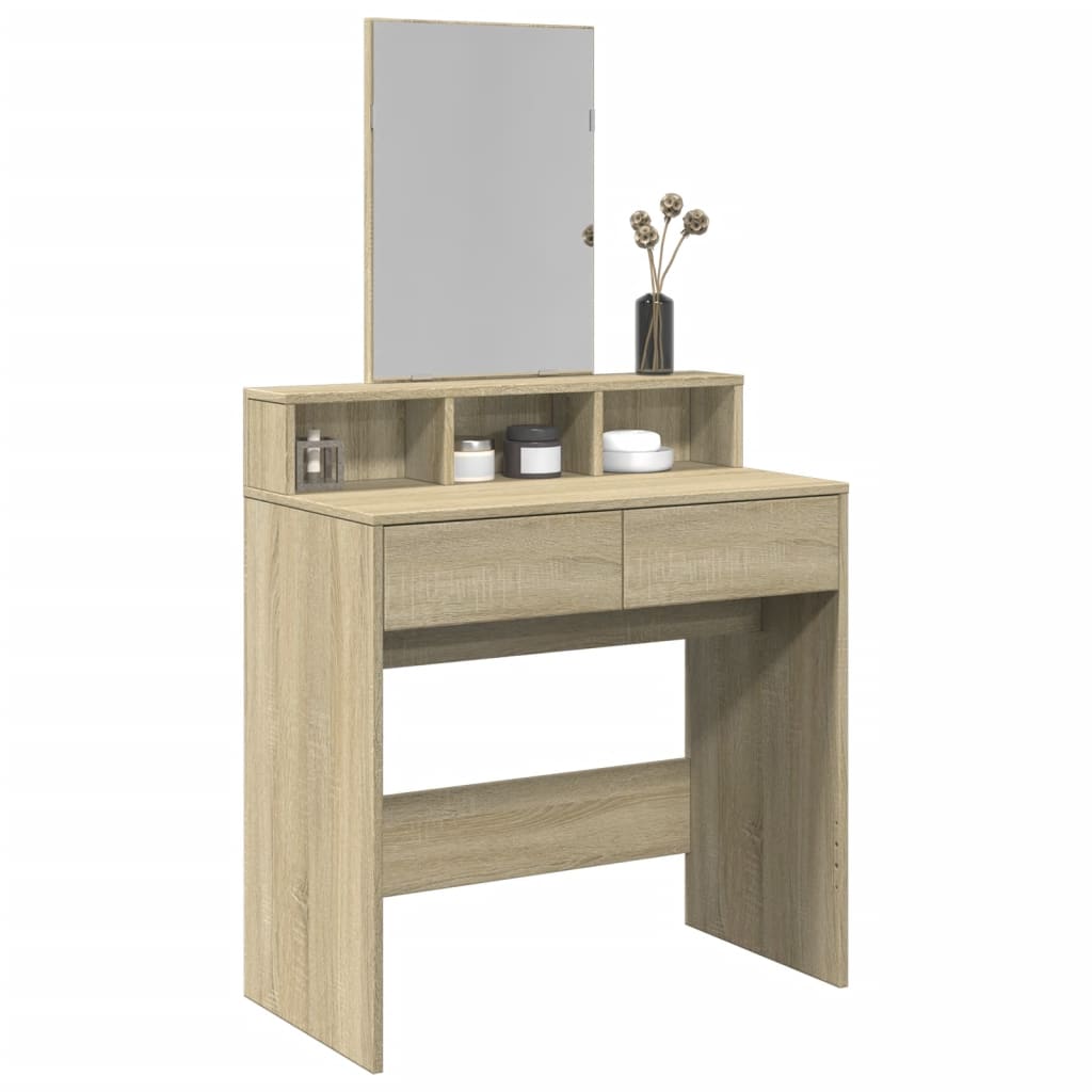 Sminkebord Med Speil Sonoma Eik 80X41X144,5 Cm