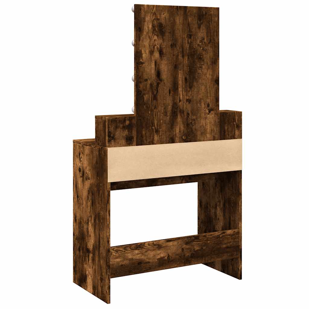 Sminkebord Med Led Røkt Eik 80X41X144,5 Cm