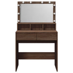 Sminkebord Med Led Brun Eik 80X41X134,5 Cm
