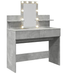 Sminkebord Med Led Betonggrå 100X40X130 Cm
