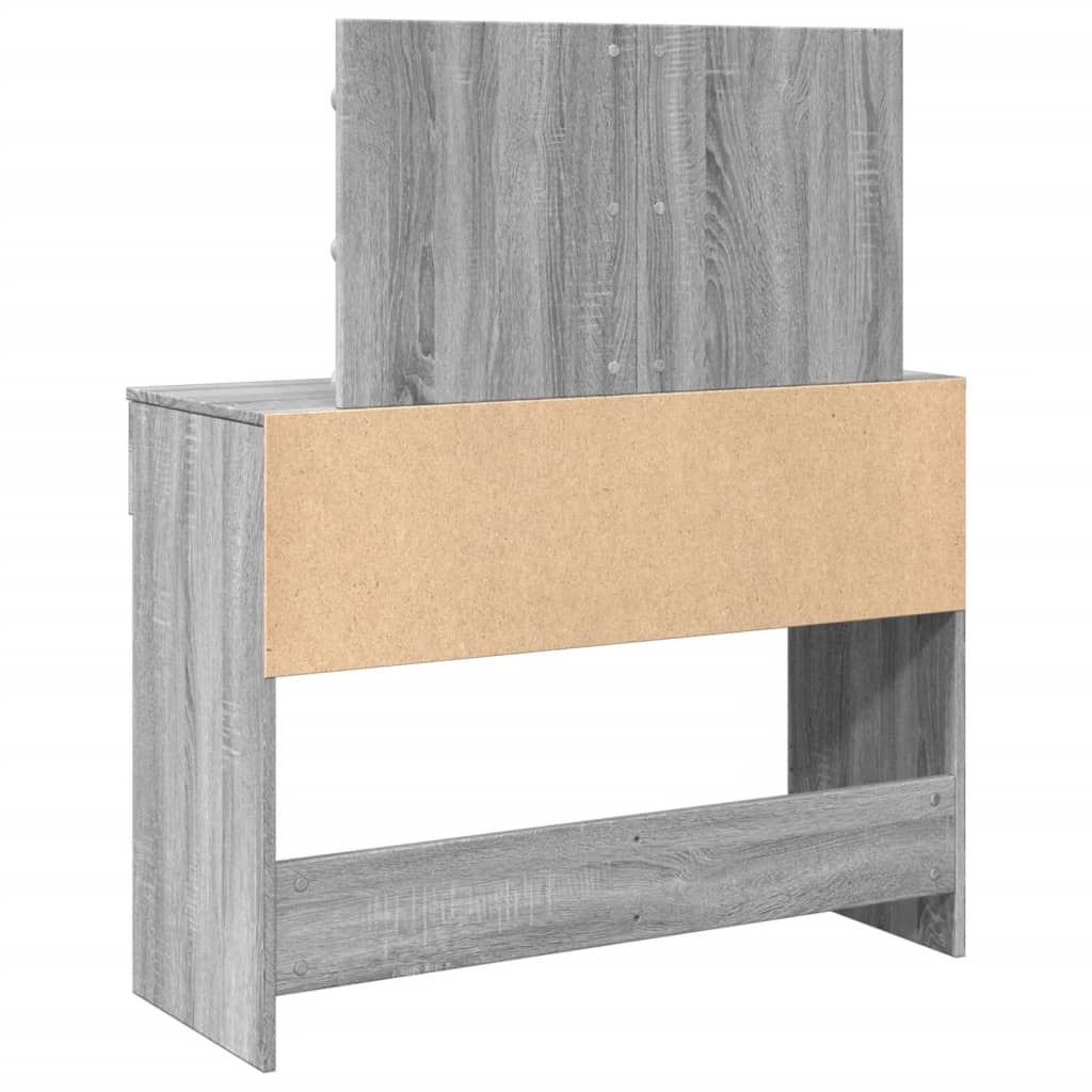 Sminkebord Med Led Grå Sonoma 100X40X120 Cm