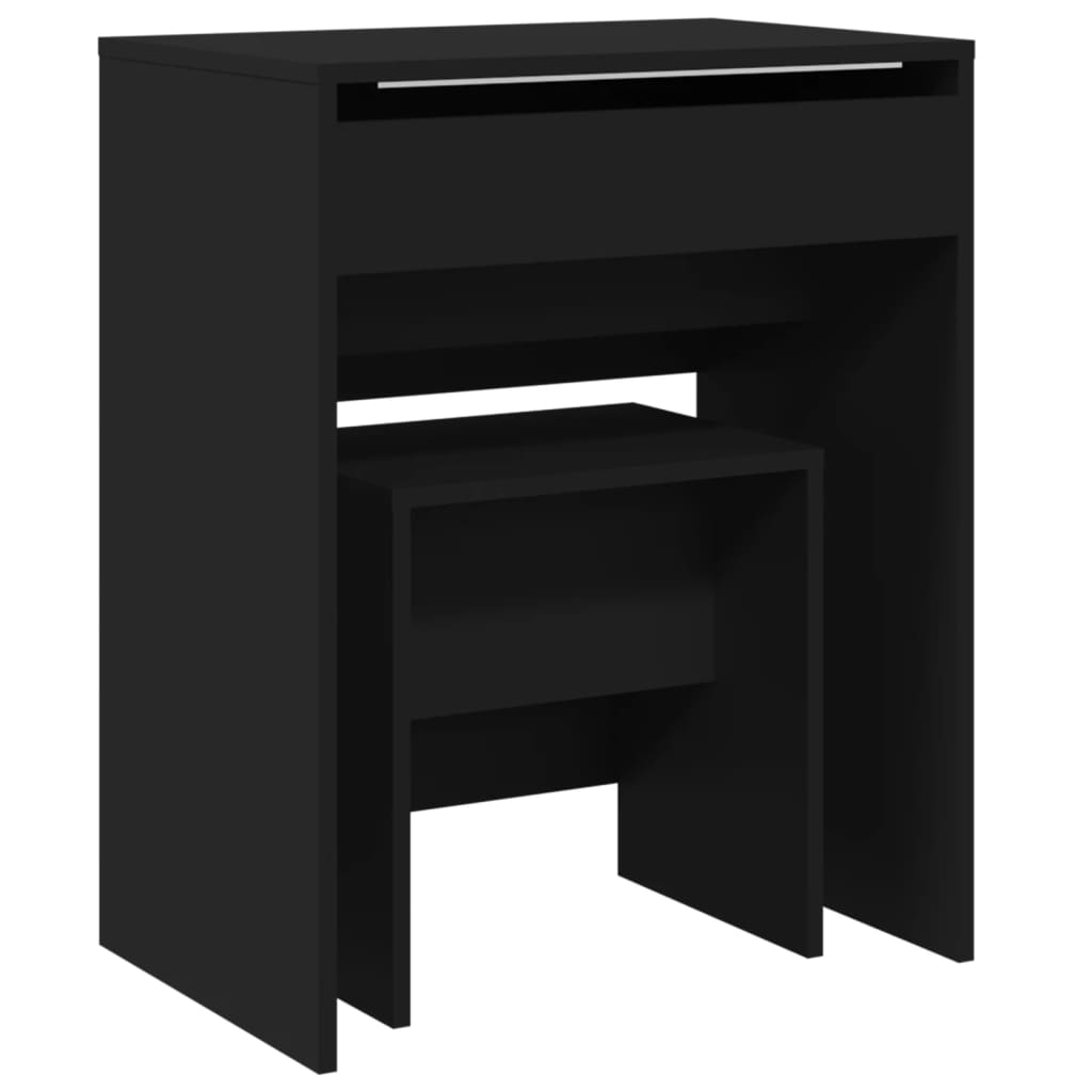 Sminkebord Med Krakk Svart 60X40X113,5 Cm