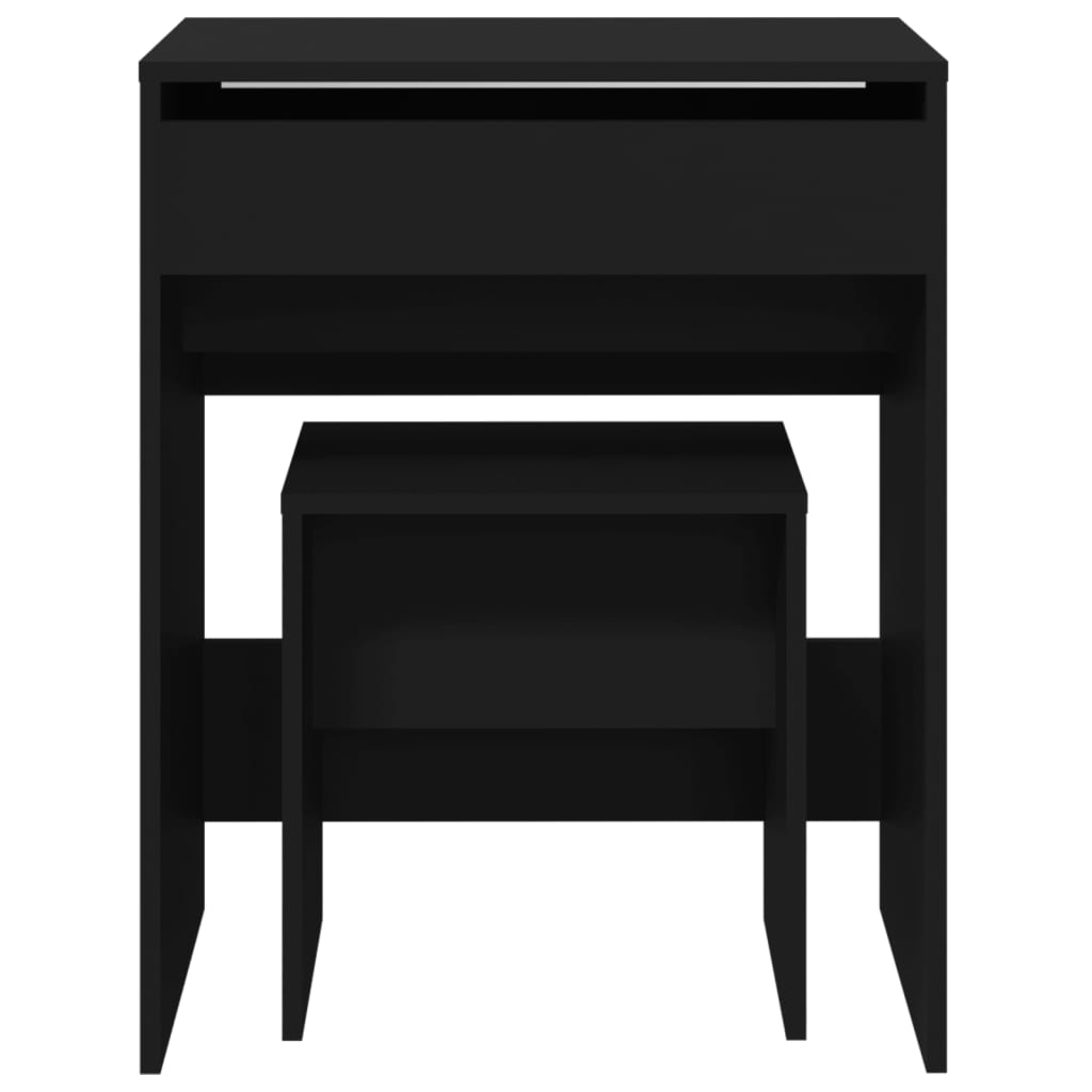 Sminkebord Med Krakk Svart 60X40X113,5 Cm