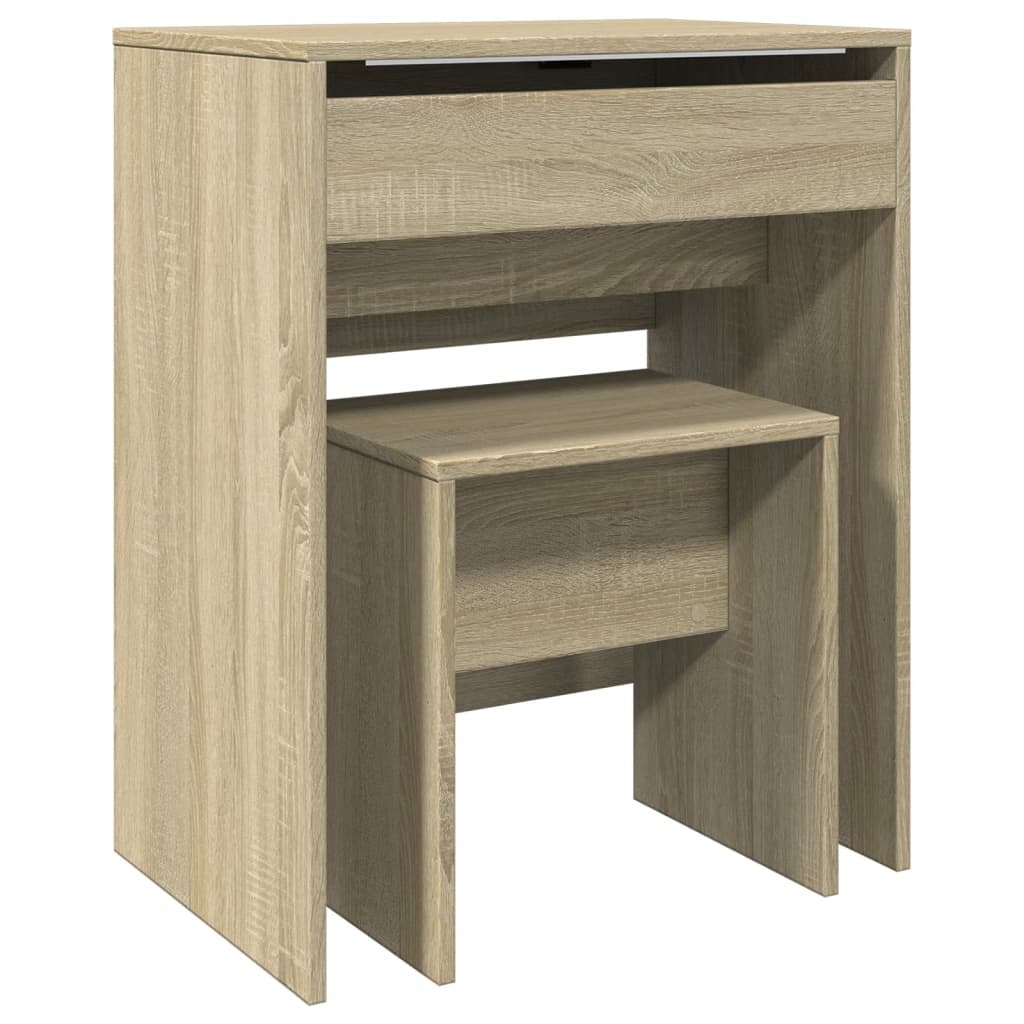 Sminkebord Med Krakk Sonoma Eik 60X40X113,5 Cm