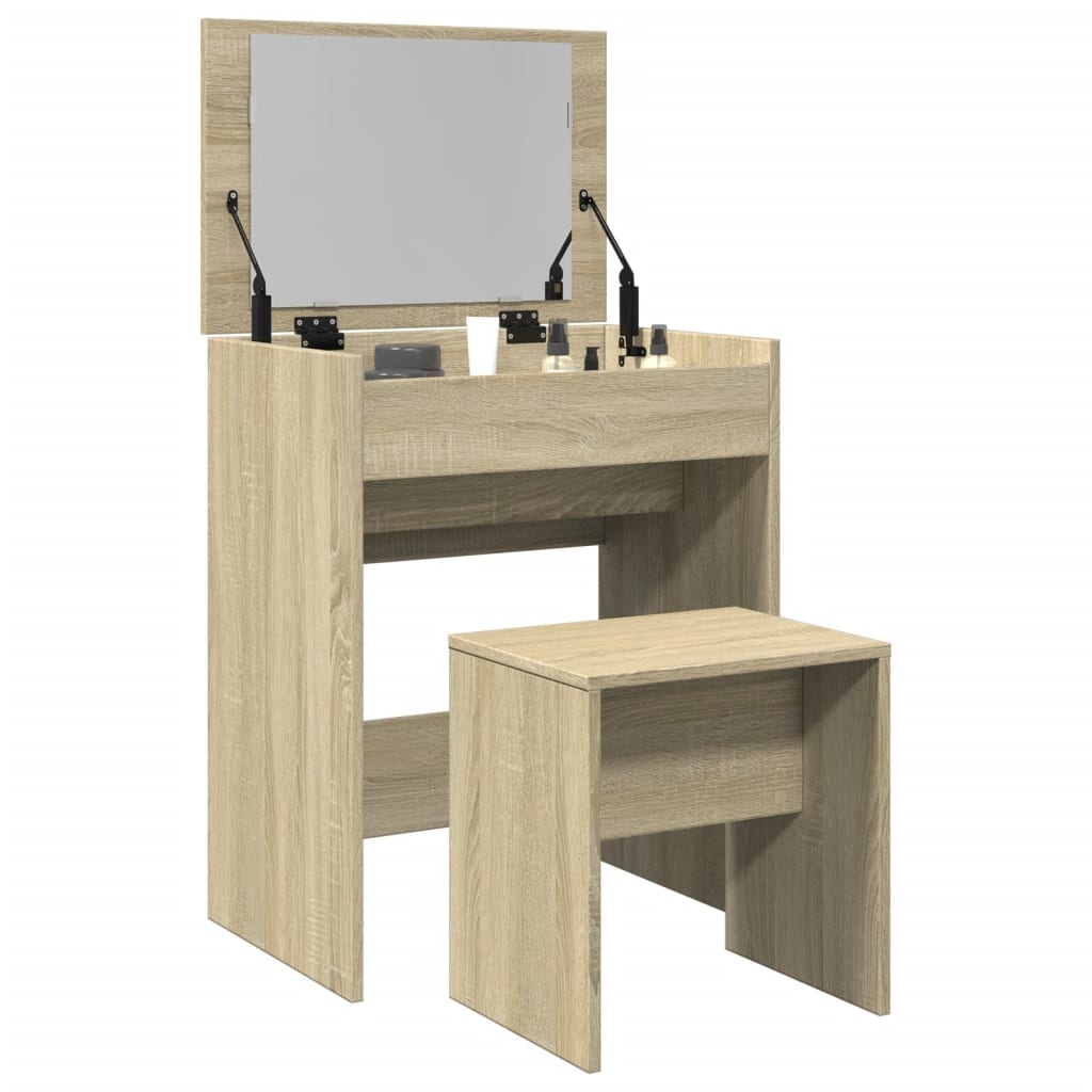 Sminkebord Med Krakk Sonoma Eik 60X40X113,5 Cm