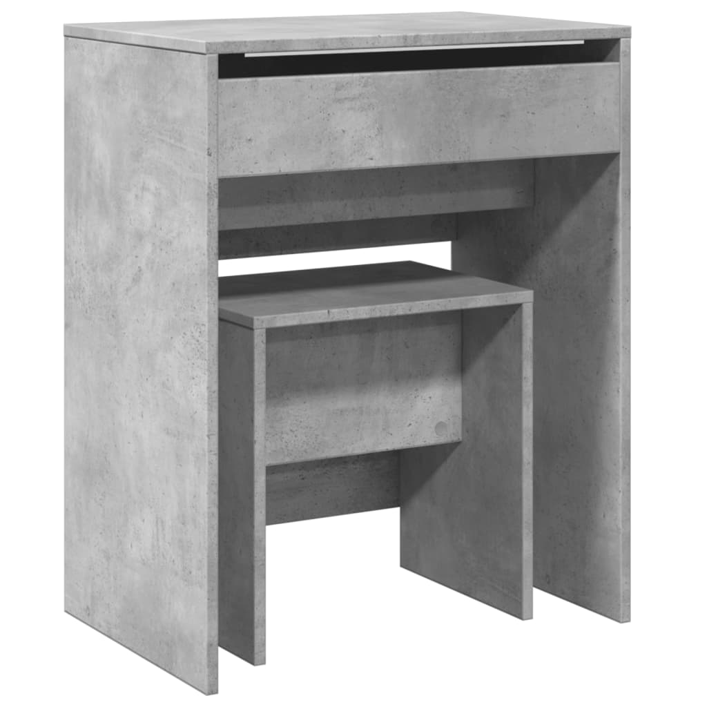 Sminkebord Med Krakk Betonggrå 60X40X113,5 Cm