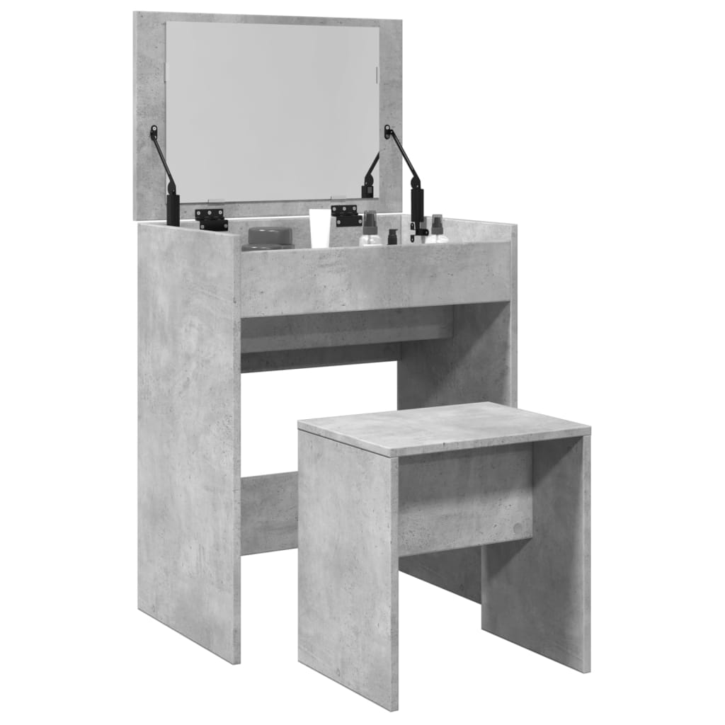 Sminkebord Med Krakk Betonggrå 60X40X113,5 Cm
