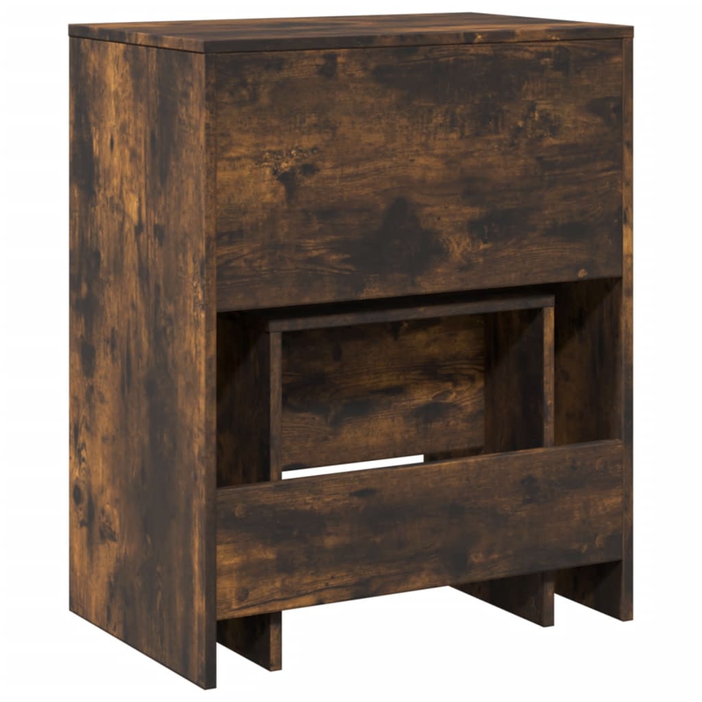 Sminkebord Med Krakk Røkt Eik 60X40X113,5 Cm