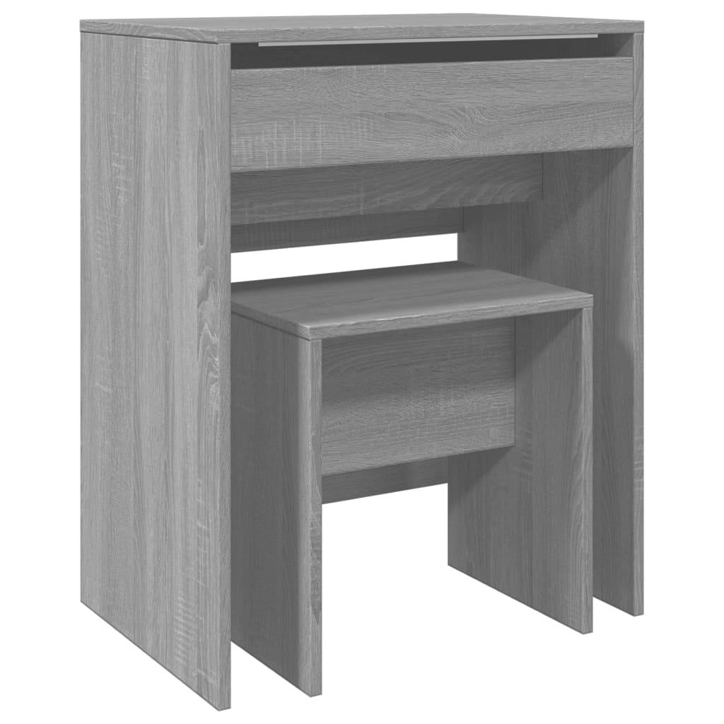Sminkebord Med Krakk Grå Sonoma 60X40X113,5 Cm