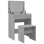 Sminkebord Med Krakk Grå Sonoma 60X40X113,5 Cm