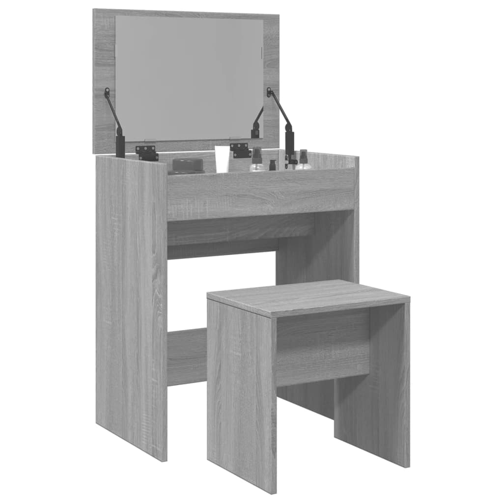 Sminkebord Med Krakk Grå Sonoma 60X40X113,5 Cm