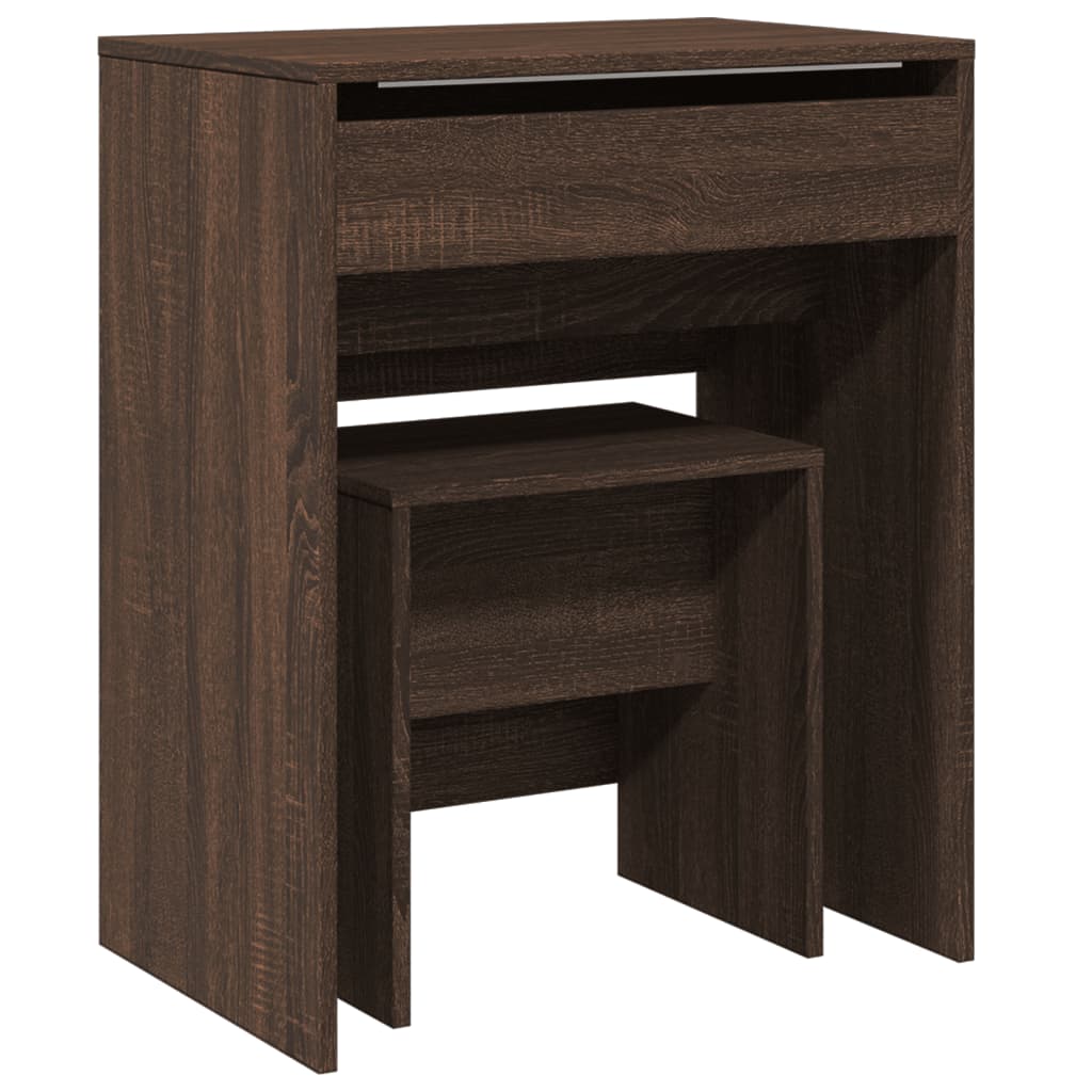 Sminkebord Med Krakk Brun Eik 60X40X113,5 Cm