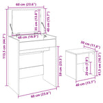 Sminkebord Med Krakk Brun Eik 60X40X113,5 Cm