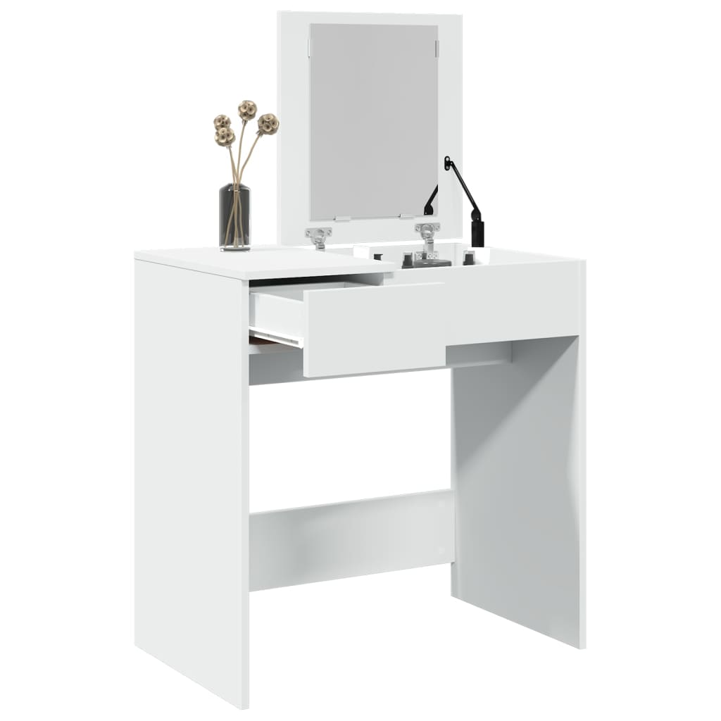 Sminkebord Med Speil Hvit 73X46,5X120 Cm
