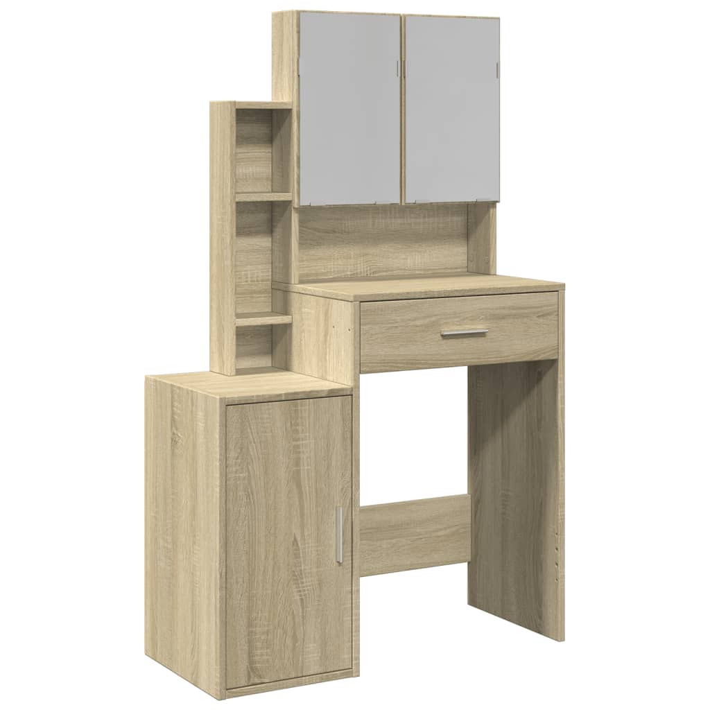 Sminkebord Med Skap Sonoma Eik 80X35X132 Cm