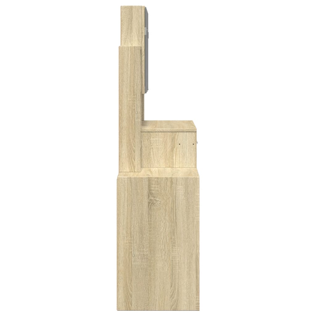 Sminkebord Med Skap Sonoma Eik 80X35X132 Cm
