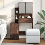 Sminkebord Med Skap Brun Eik 80X35X132 Cm