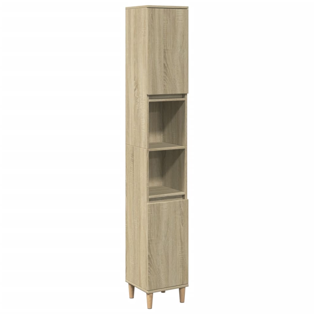 Baderomsskap Sonoma Eik 30X30X190 Cm Konstruert Tre