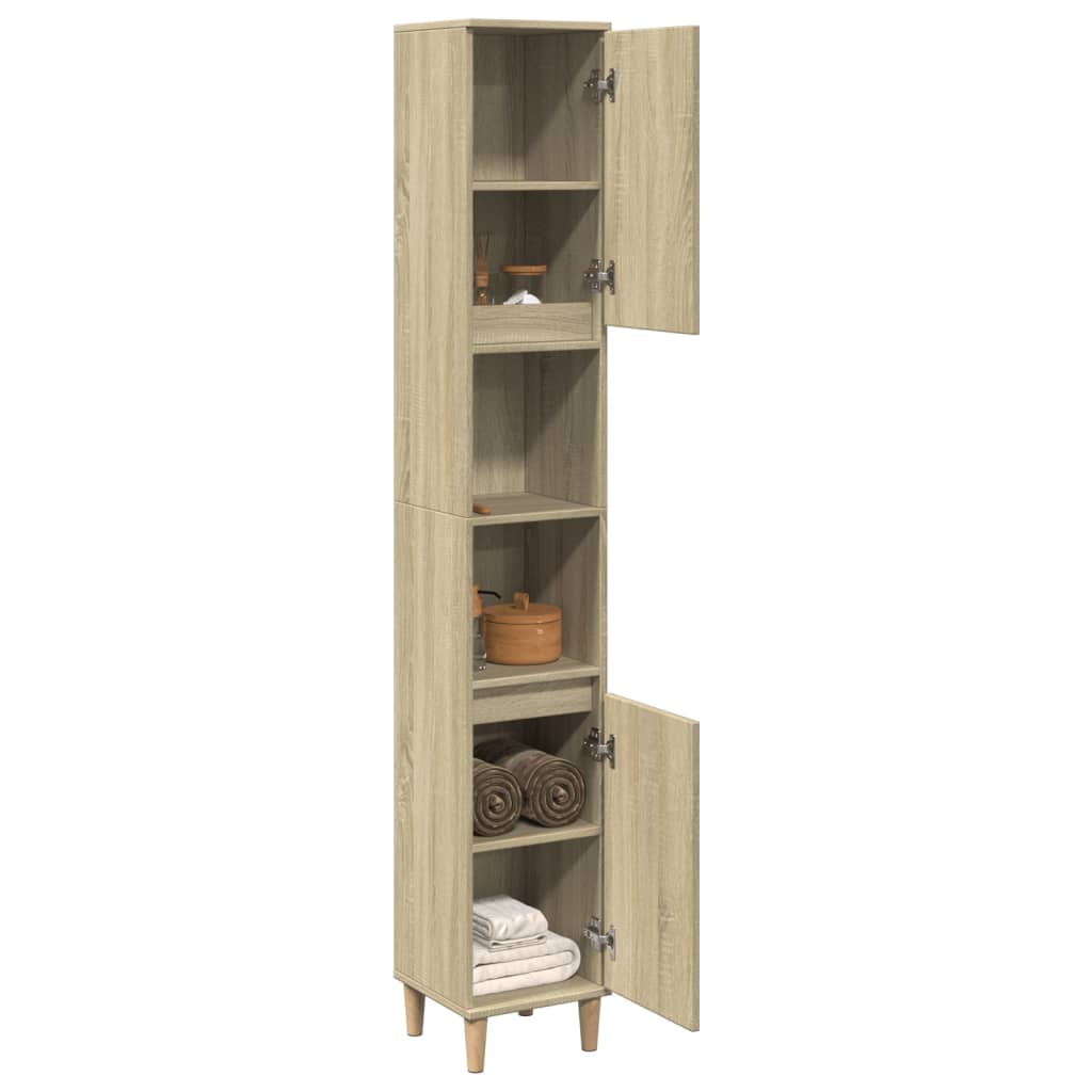 Baderomsskap Sonoma Eik 30X30X190 Cm Konstruert Tre