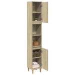 Baderomsskap Sonoma Eik 30X30X190 Cm Konstruert Tre