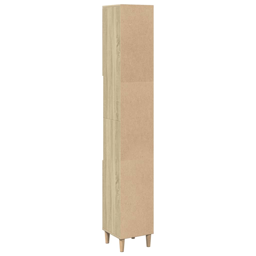 Baderomsskap Sonoma Eik 30X30X190 Cm Konstruert Tre