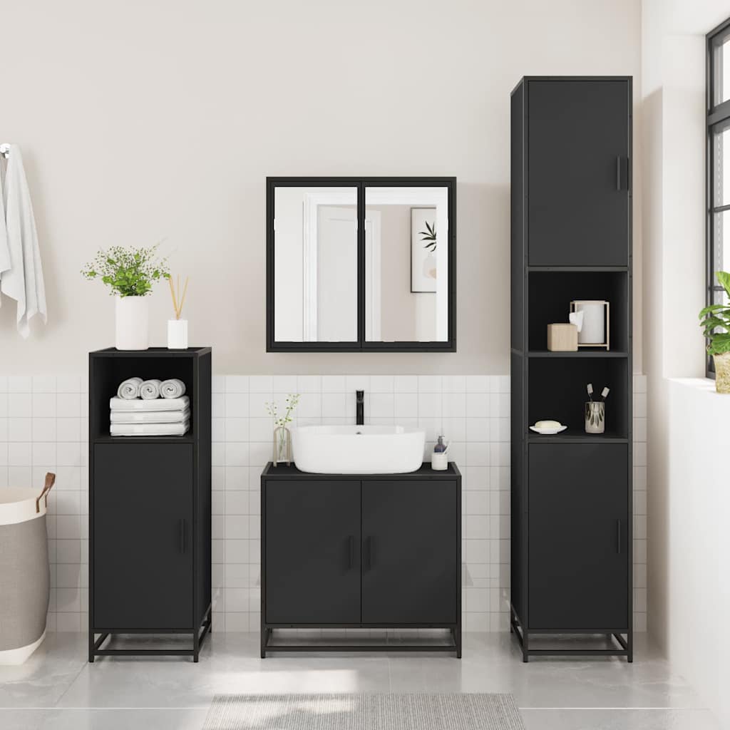 Baderomsspeil Svart 65X20X60 Cm Konstruert Tre