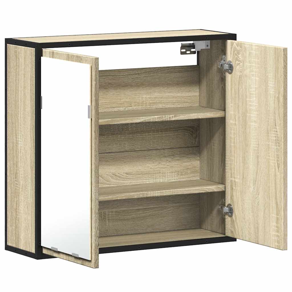 Baderomsskap Med Speil Sonoma Eik 65X20X60 Cm Konstruert Tre