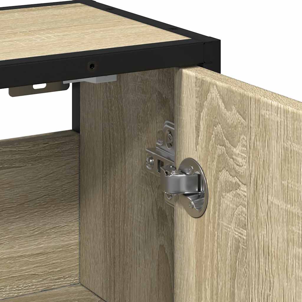 Baderomsskap Med Speil Sonoma Eik 65X20X60 Cm Konstruert Tre