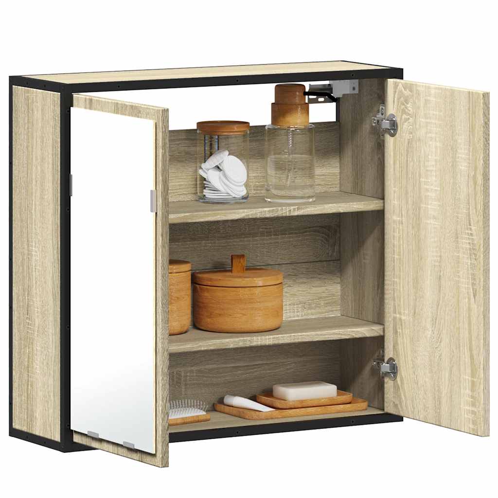 Baderomsskap Med Speil Sonoma Eik 65X20X60 Cm Konstruert Tre