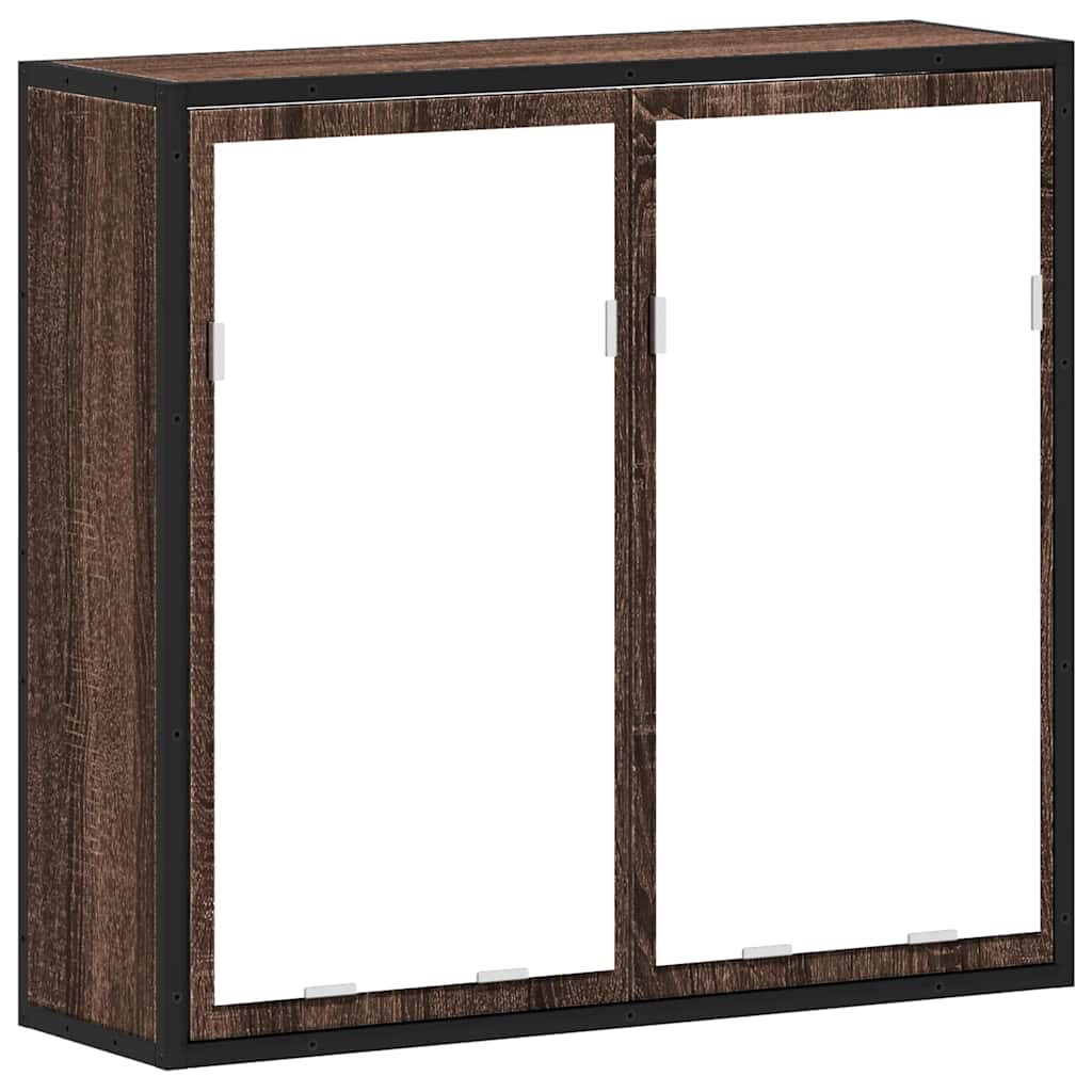 Baderomsskap Med Speil Brun Eik 65X20X60 Cm Konstruert Tre