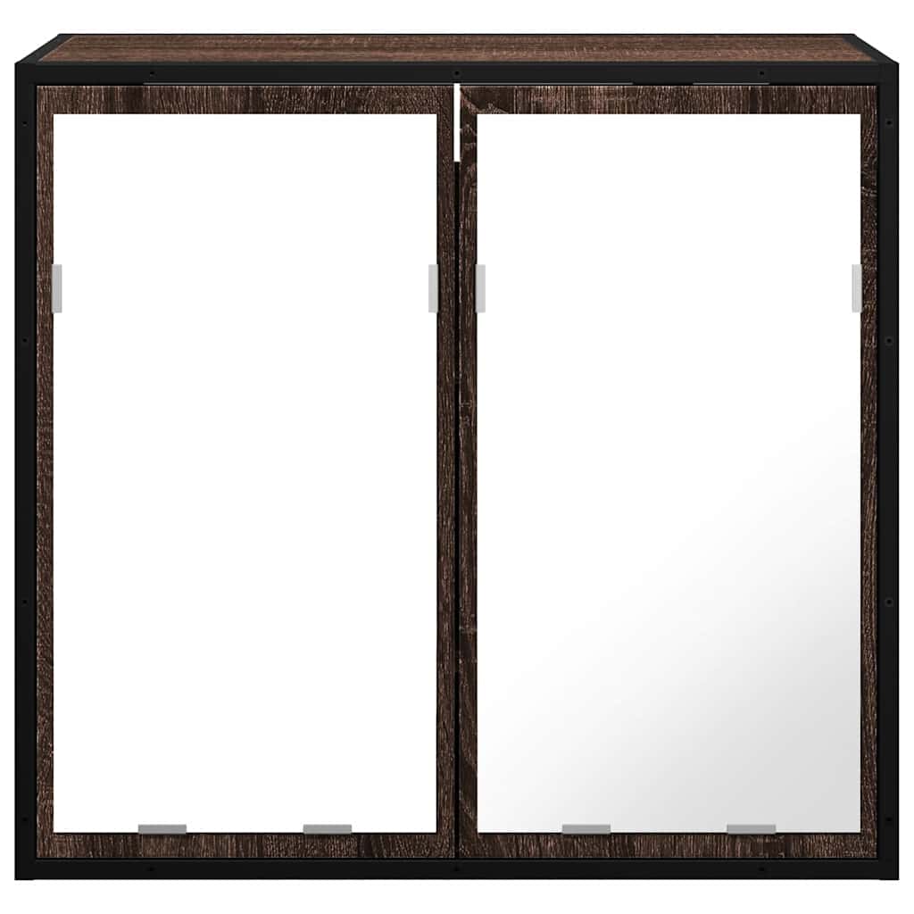 Baderomsskap Med Speil Brun Eik 65X20X60 Cm Konstruert Tre
