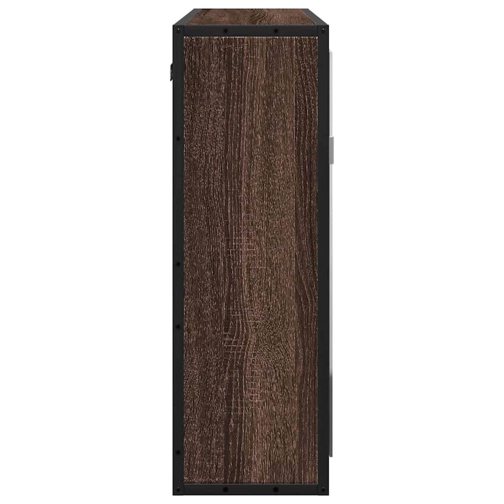 Baderomsskap Med Speil Brun Eik 65X20X60 Cm Konstruert Tre