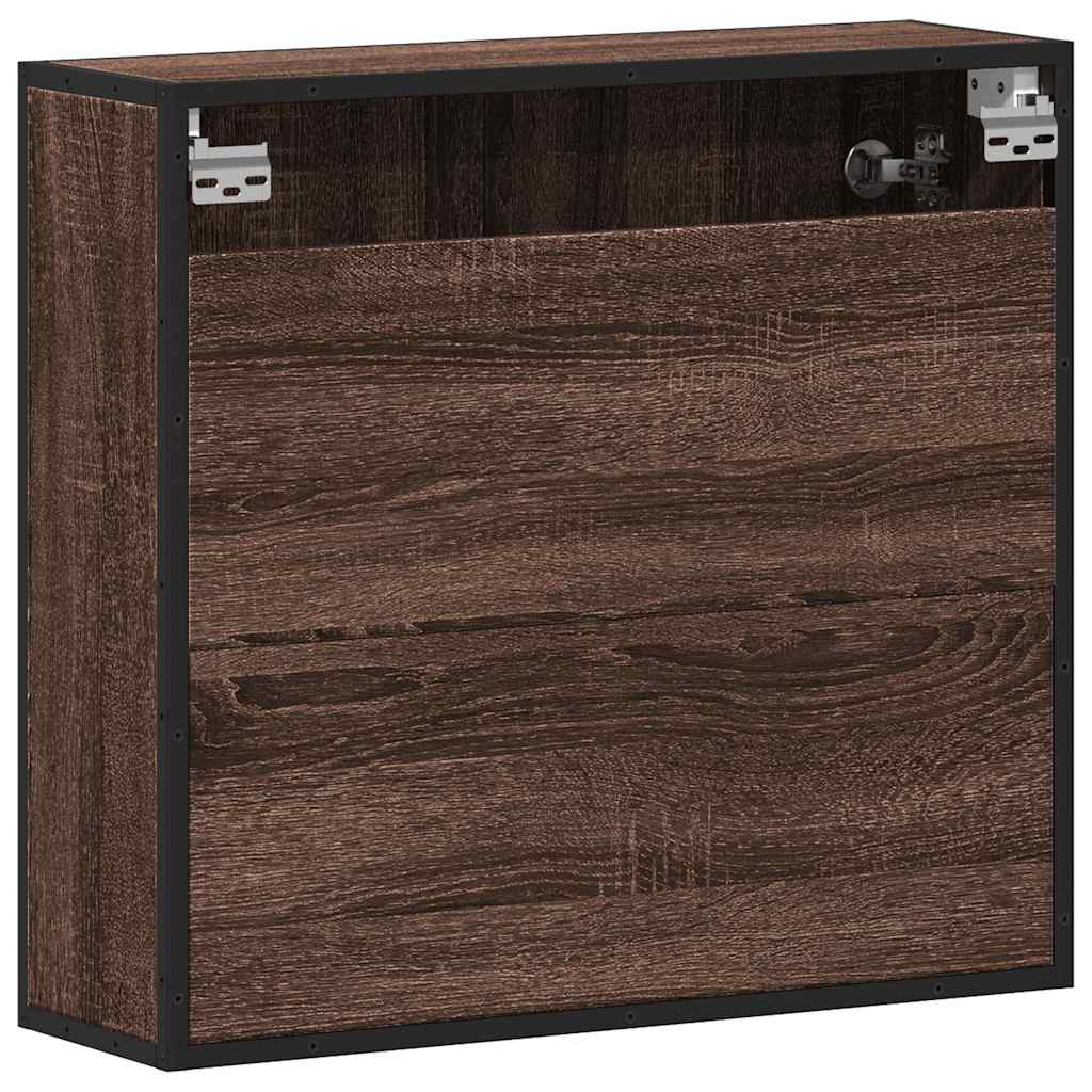 Baderomsskap Med Speil Brun Eik 65X20X60 Cm Konstruert Tre