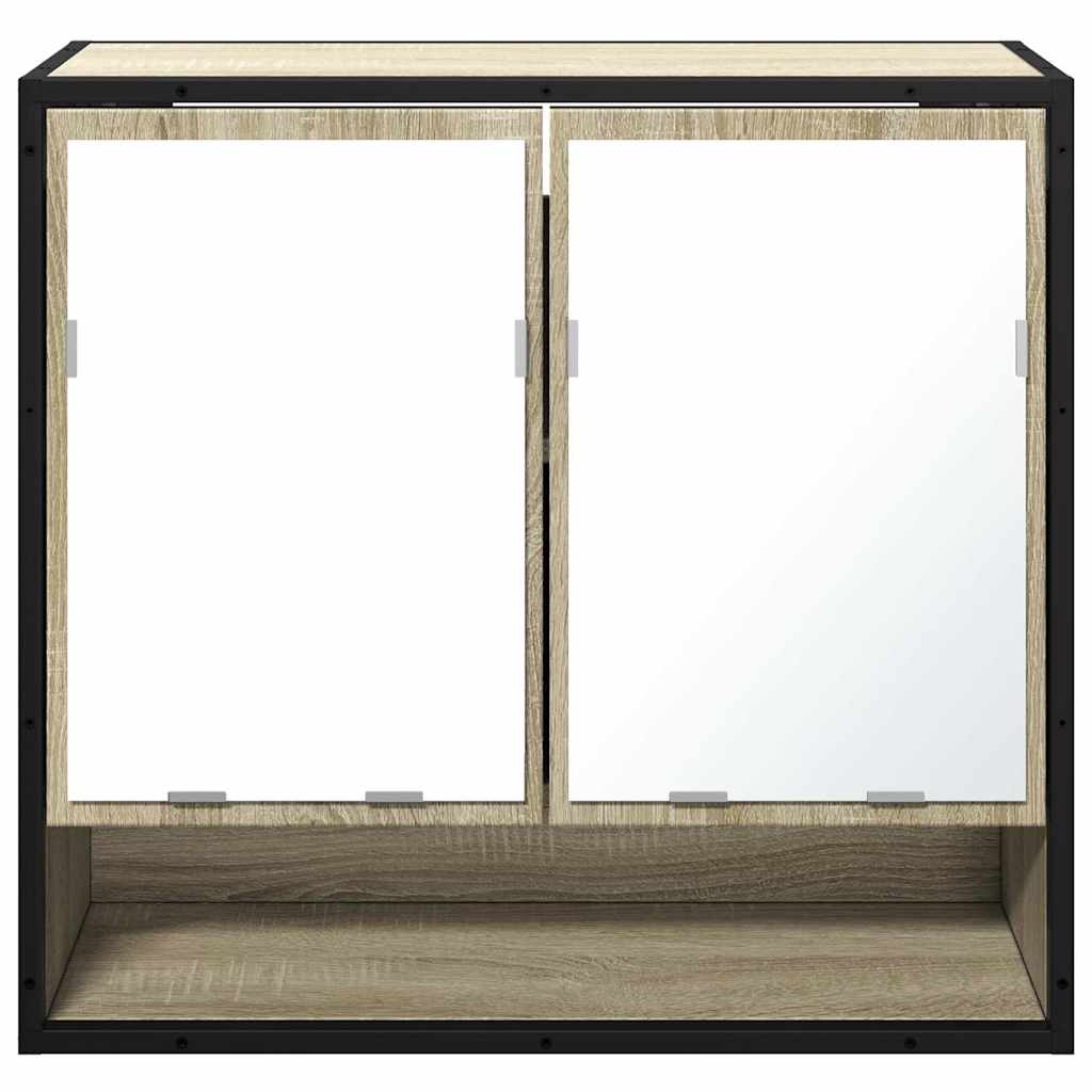 Baderomsskap Med Speil Sonoma Eik 65X20X60 Cm Konstruert Tre