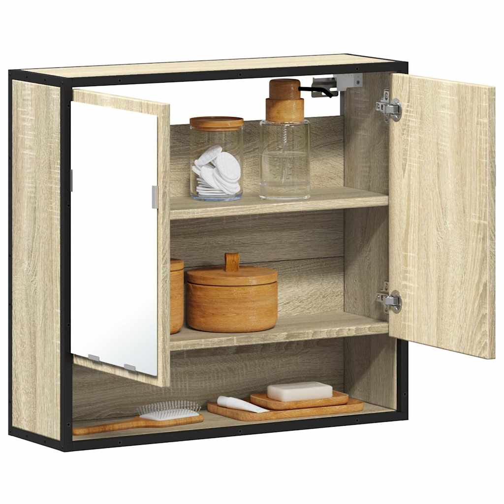 Baderomsskap Med Speil Sonoma Eik 65X20X60 Cm Konstruert Tre