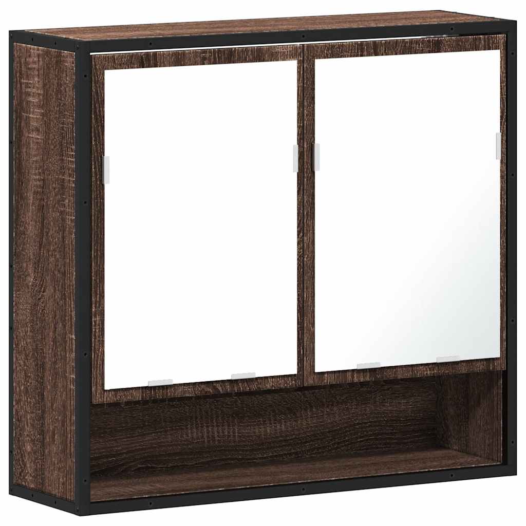 Baderomsskap Med Speil Brun Eik 65X20X60 Cm Konstruert Tre