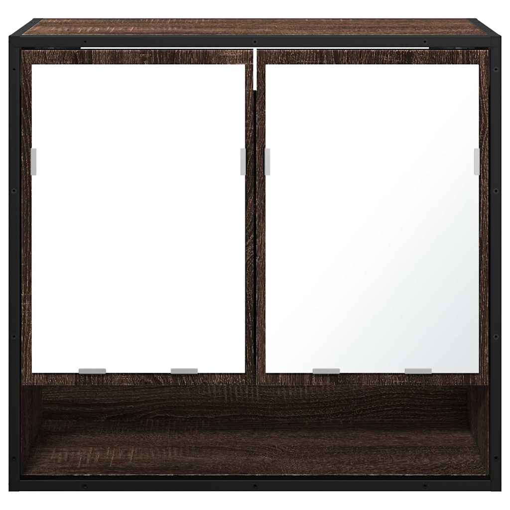 Baderomsskap Med Speil Brun Eik 65X20X60 Cm Konstruert Tre