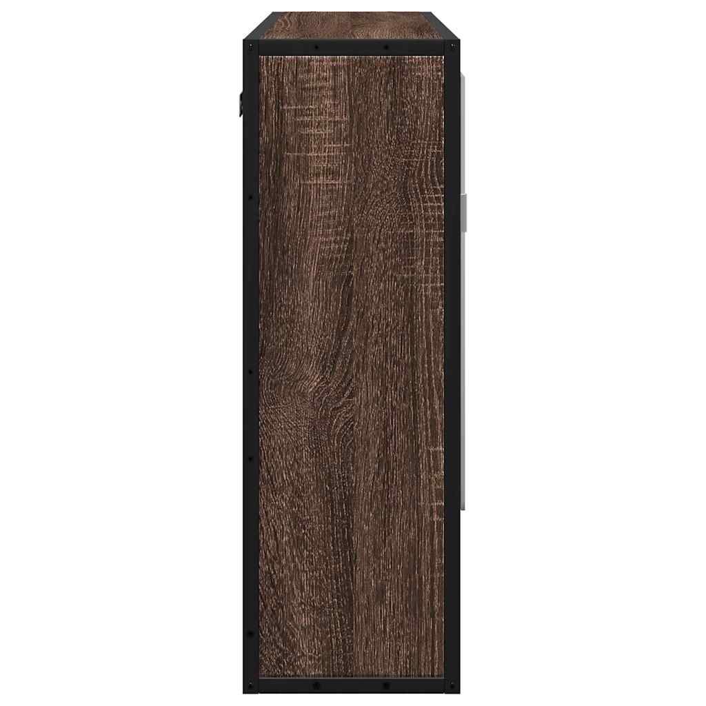 Baderomsskap Med Speil Brun Eik 65X20X60 Cm Konstruert Tre