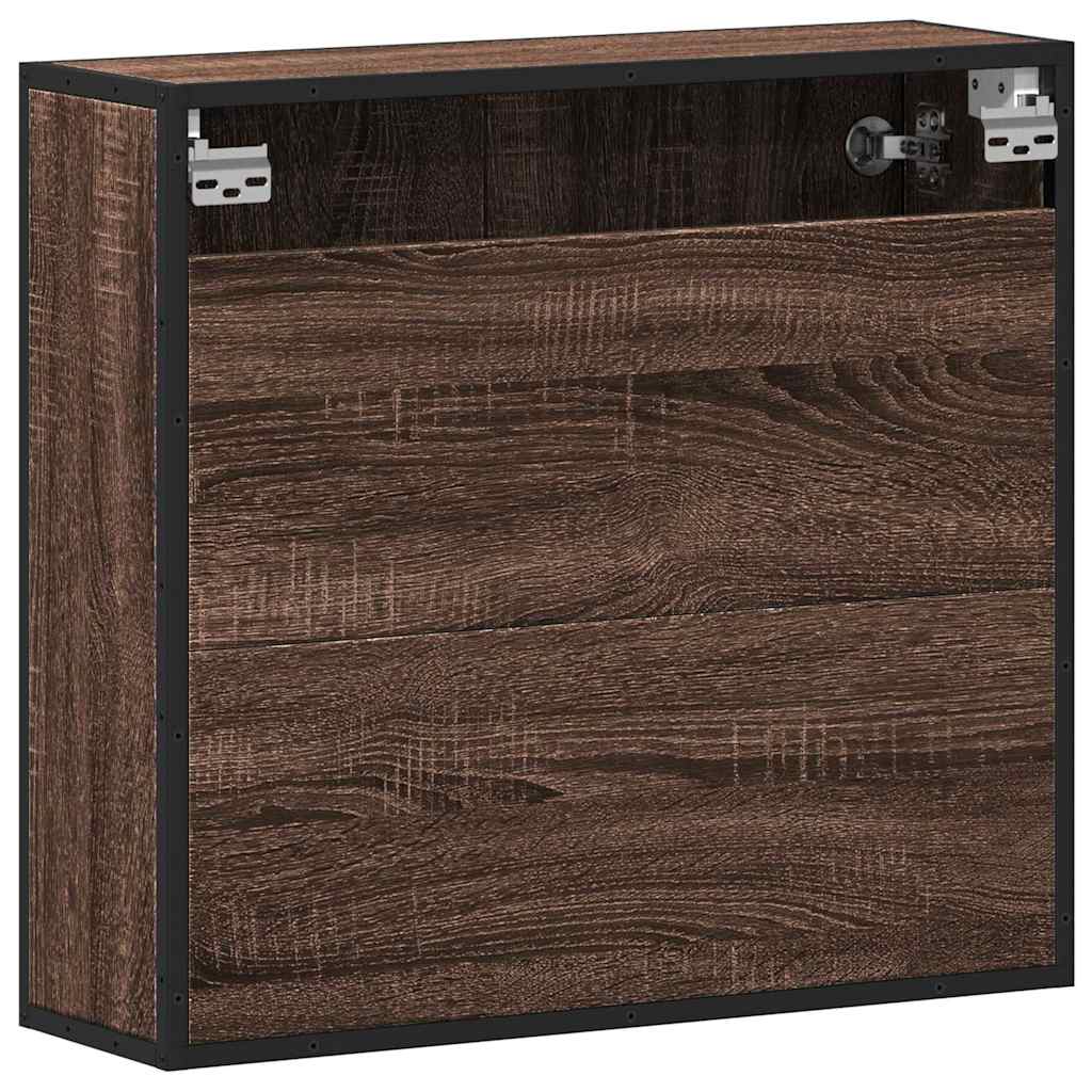 Baderomsskap Med Speil Brun Eik 65X20X60 Cm Konstruert Tre