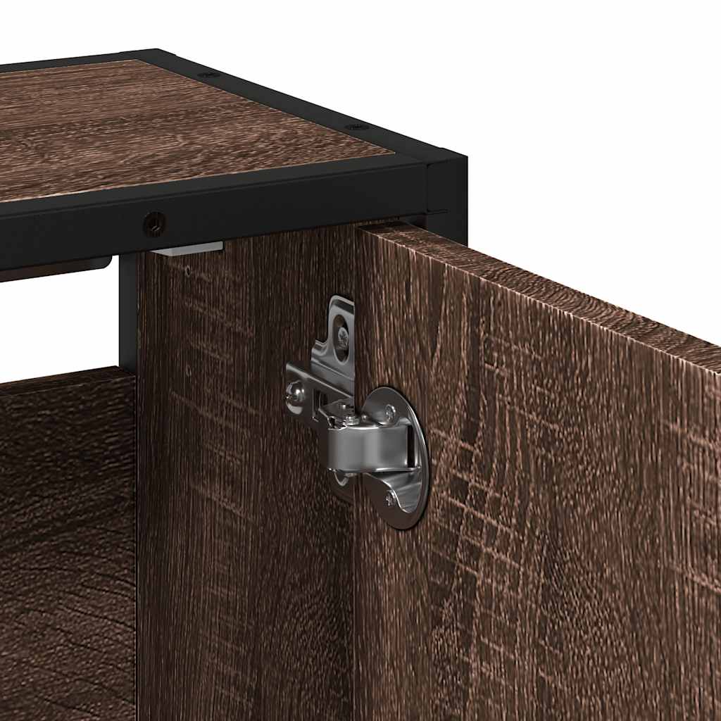 Baderomsskap Med Speil Brun Eik 65X20X60 Cm Konstruert Tre
