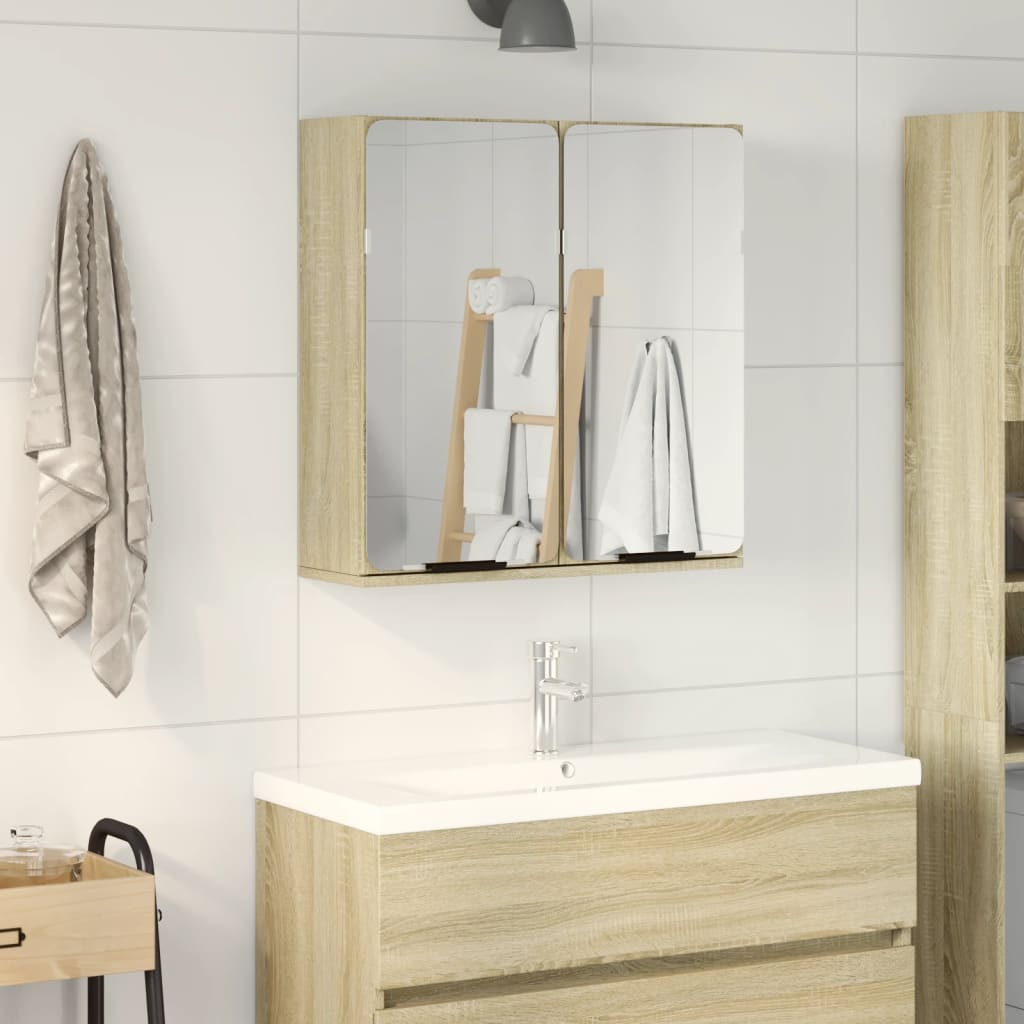 Speilskap Til Baderom Sonoma Eik 64,5X20X66,5 Cm Konstruert Tre