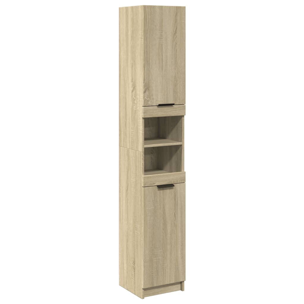 Baderomsskap Sonoma Eik 32X34X188,5 Cm Konstruert Tre