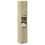 Baderomsskap Sonoma Eik 32X34X188,5 Cm Konstruert Tre