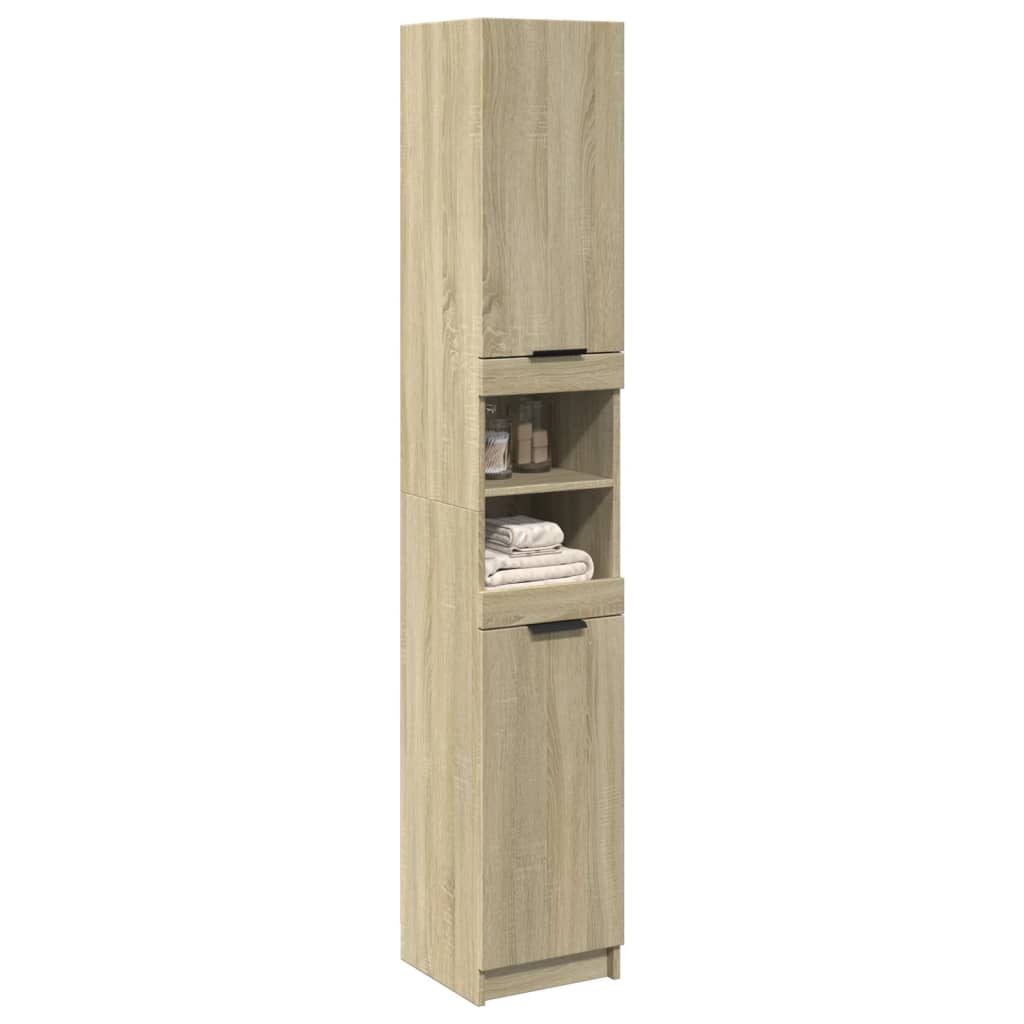 Baderomsskap Sonoma Eik 32X34X188,5 Cm Konstruert Tre